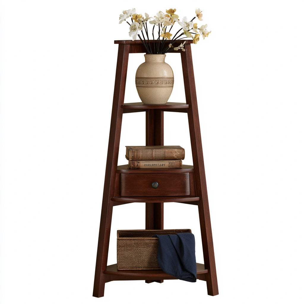 Meuble contemporain en bois avec rangement, coloris brun cerisier