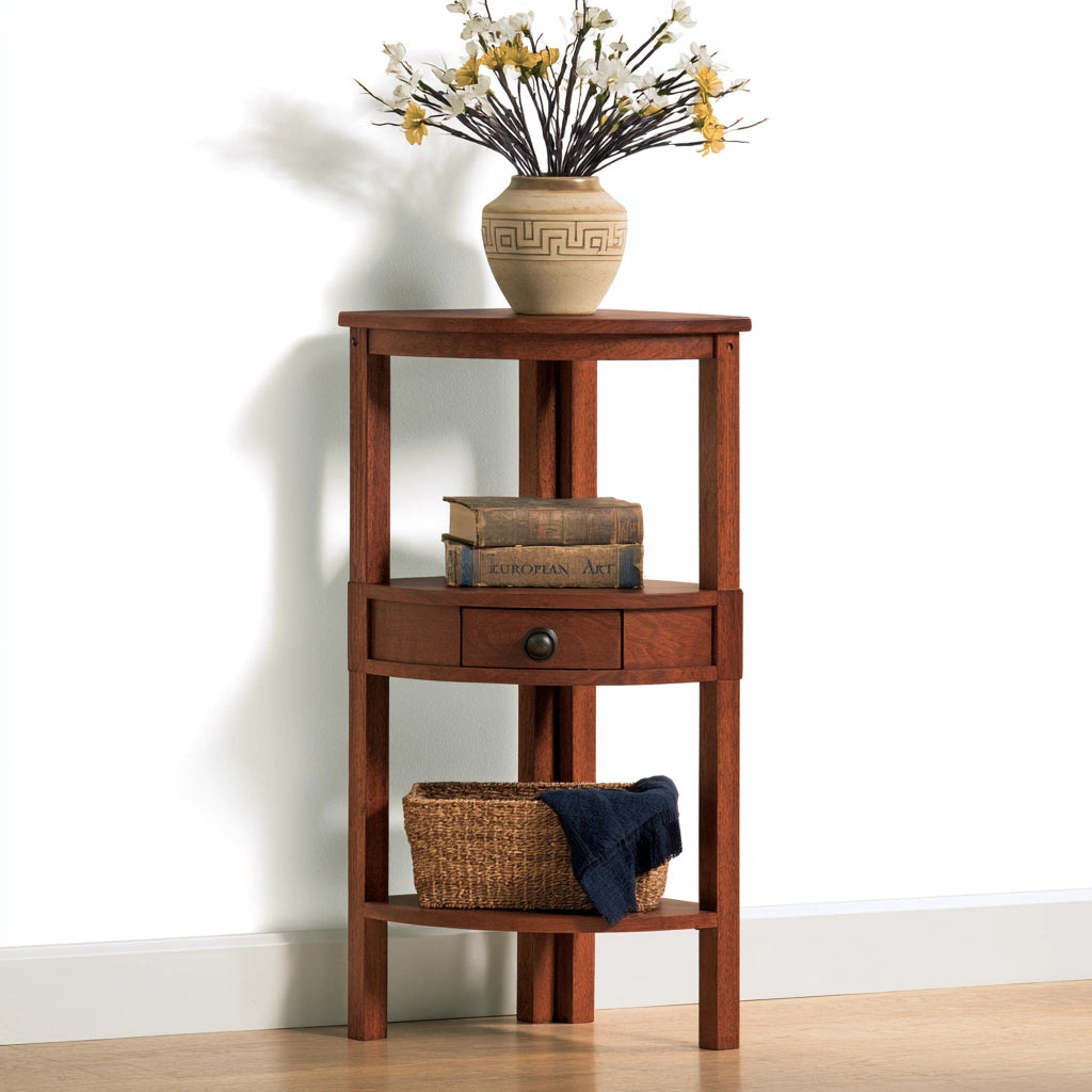 Meuble contemporain en bois avec rangement, coloris brun cerisier