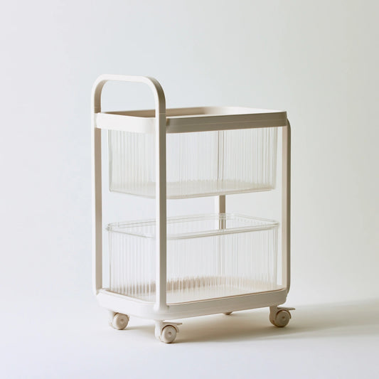 Chariot de rangement aux lignes épurées sur roulettes, coloris blanc