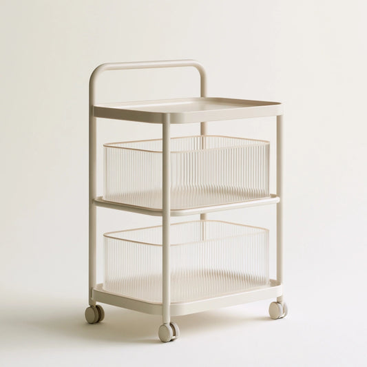 Chariot de rangement aux lignes épurées sur roulettes, coloris blanc