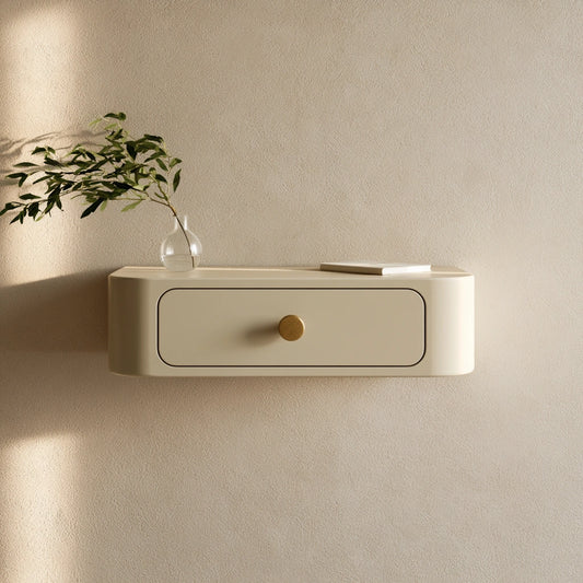 Table de chevet aux lignes épurées mural suspendu, coloris beige