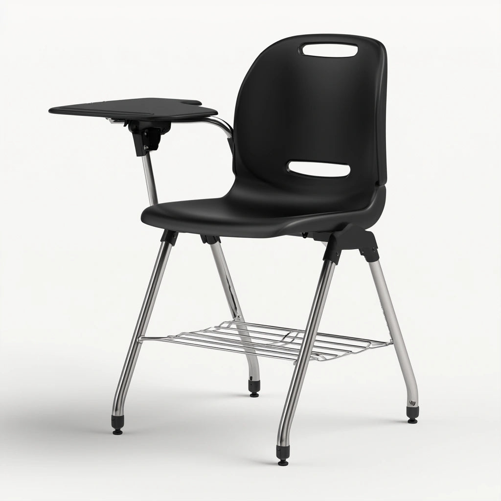 Chaise de formation avec tablette aux lignes épurées pliant, coloris noir