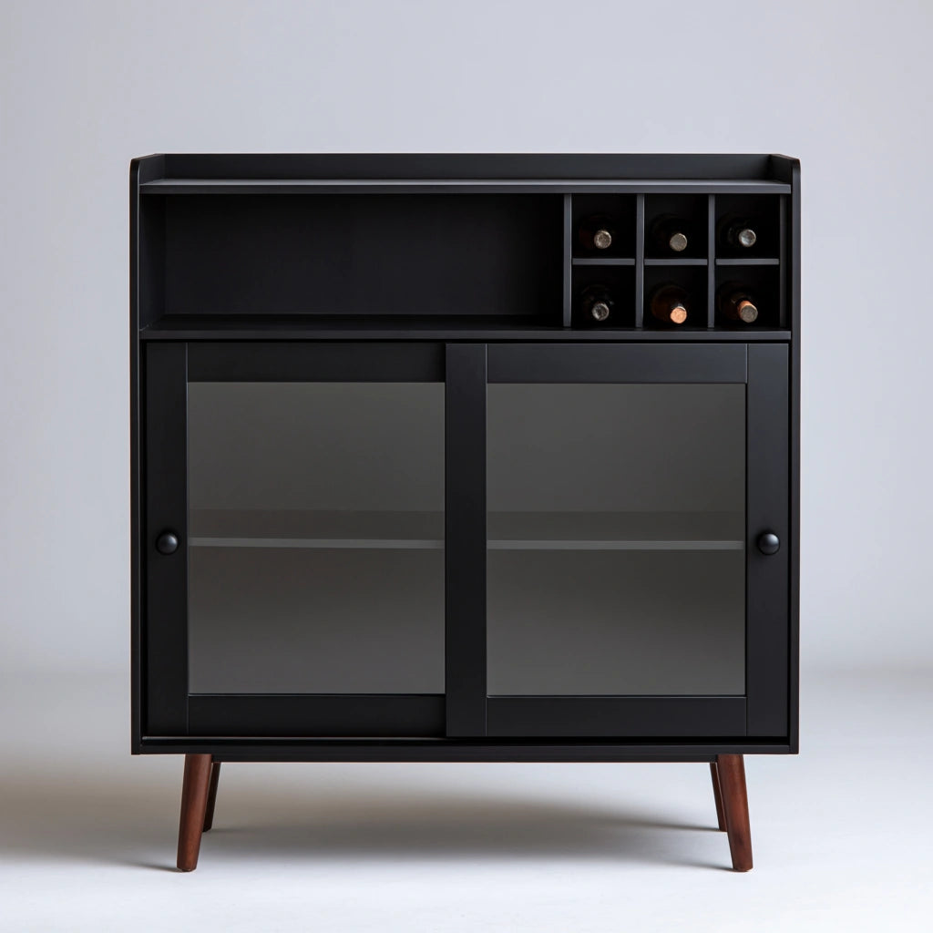 Meuble bar aux lignes épurées, coloris noir