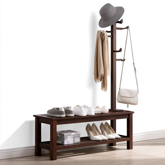 Organiseur de rangement en bois, coloris brun foncé