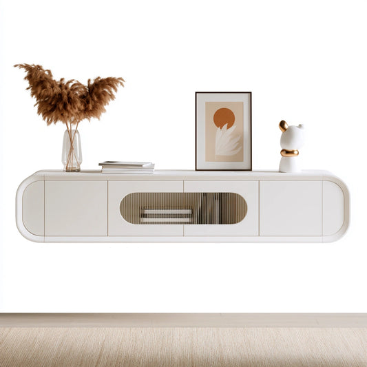 Console d'entrée en bois mural suspendu, coloris blanc