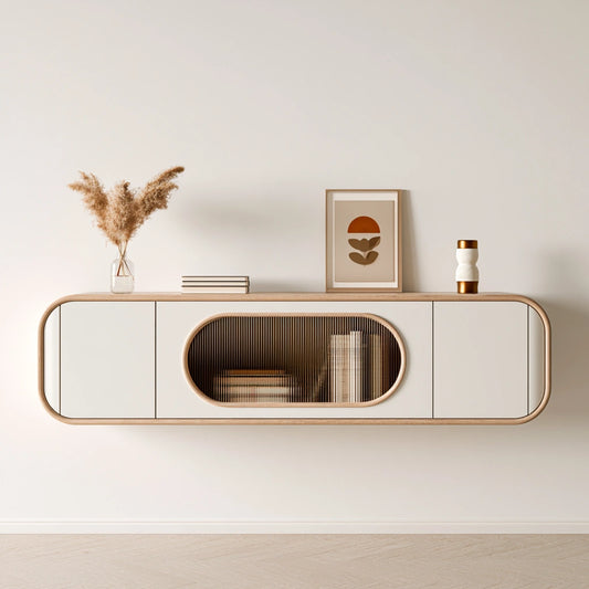 Console d'entrée en bois mural suspendu, coloris blanc